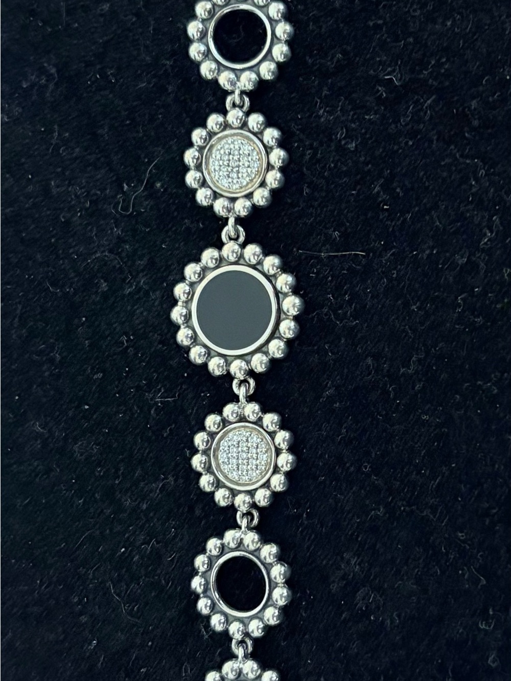Lagos Diamond and Black Onyx Silver Bracelet
